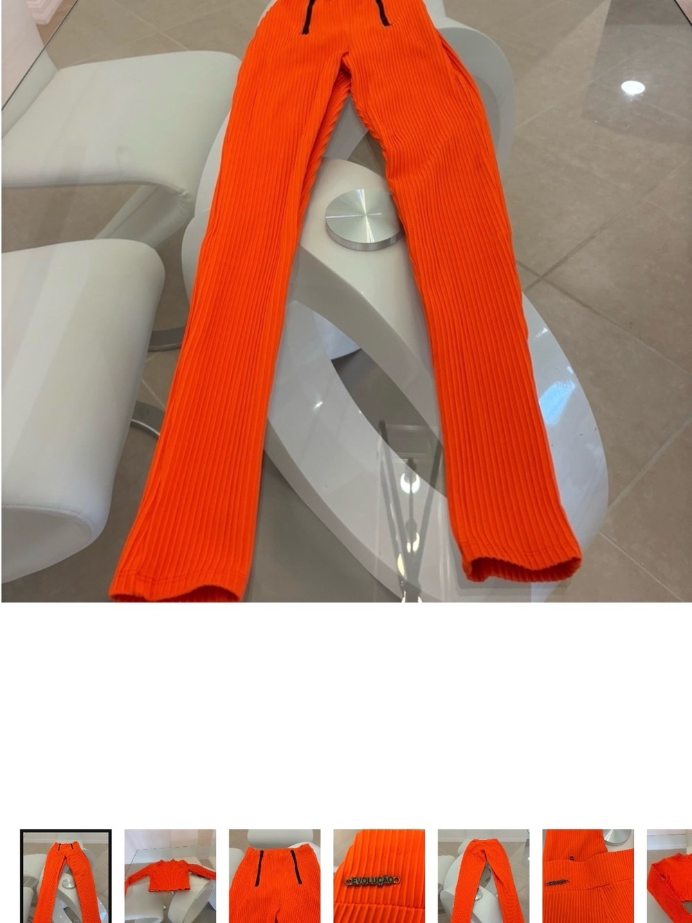 Bright Orange Ribbed Pants Stretchy Small Size Leggings ❤️❤️